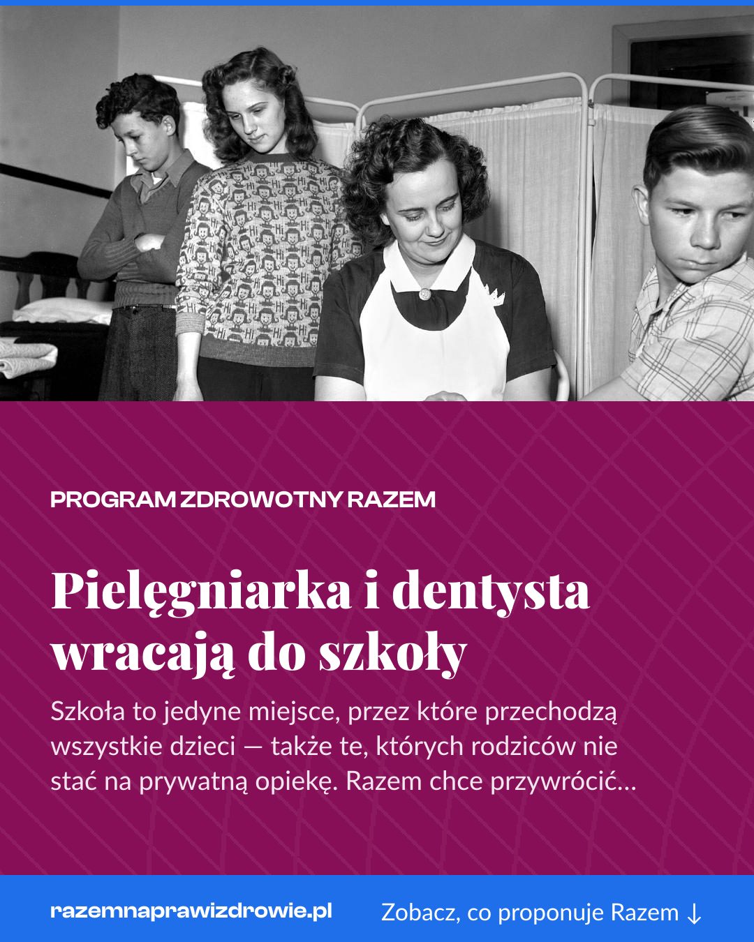 Grafika pionowa do udostępnienia: Pielęgniarka i dentysta wracają do szkoły